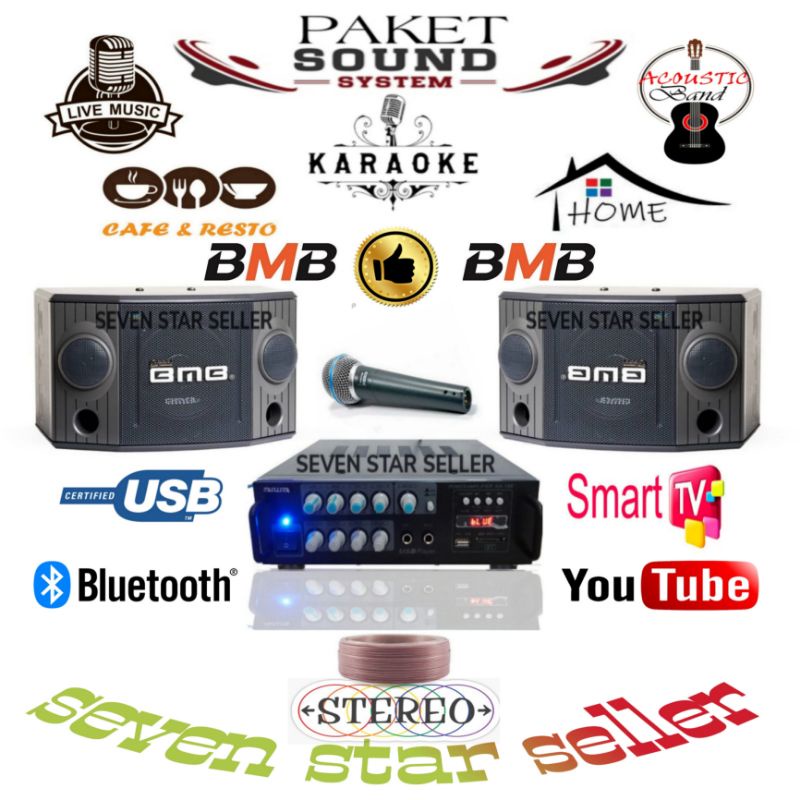 paket sound system karaoke speaker BMB 8 inch original