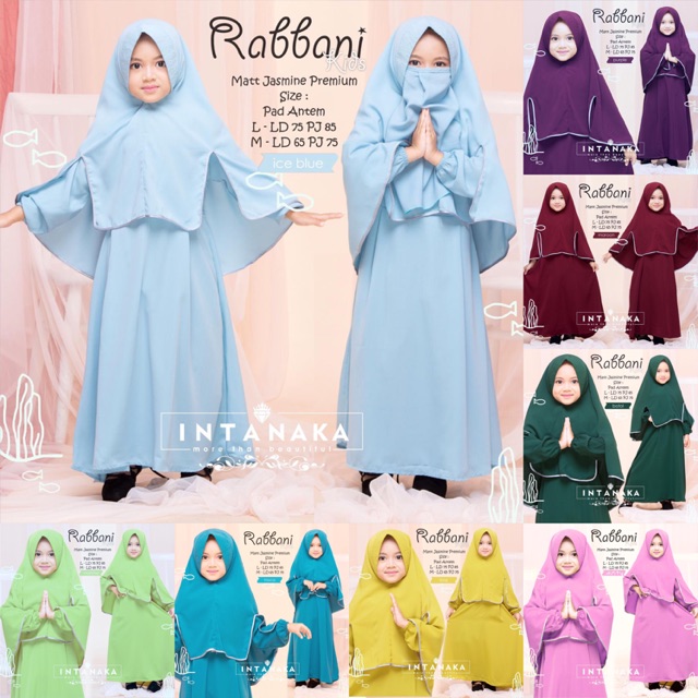 RABBANI syari set kids gamis dress jilbab setelan muslimah anak perempuan intanaka