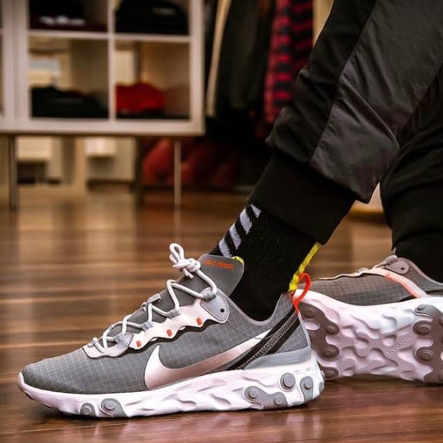 nike grey react element 55 trainers