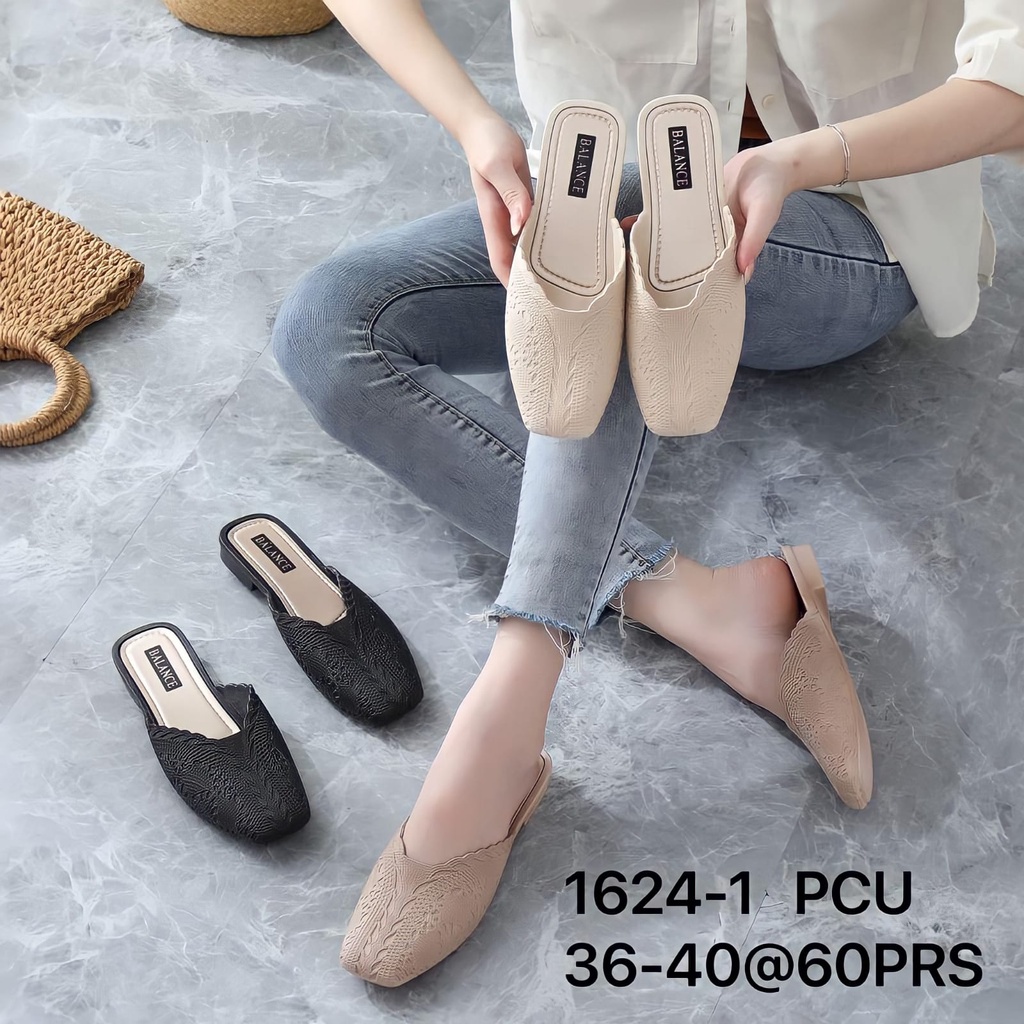 (COD) Sandal Sepatu Hak Garis Wanita Jelly Import Balance 1624-1