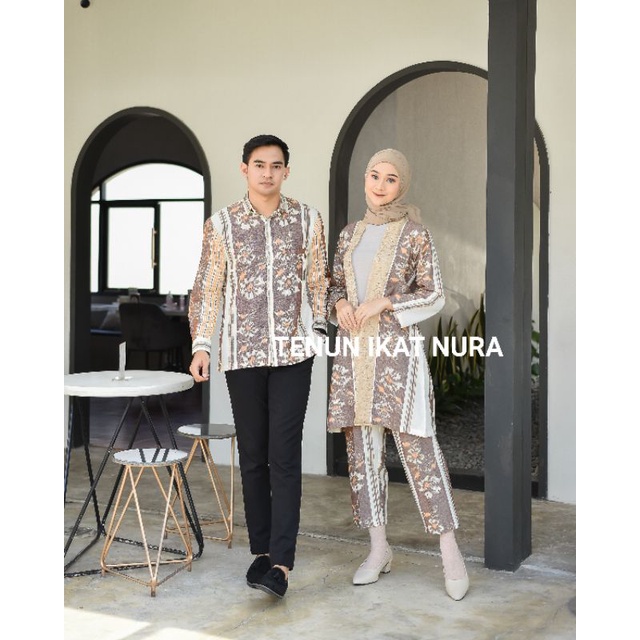 Set Karina Couple Tenun Brokat &amp; Kemeja Tenun