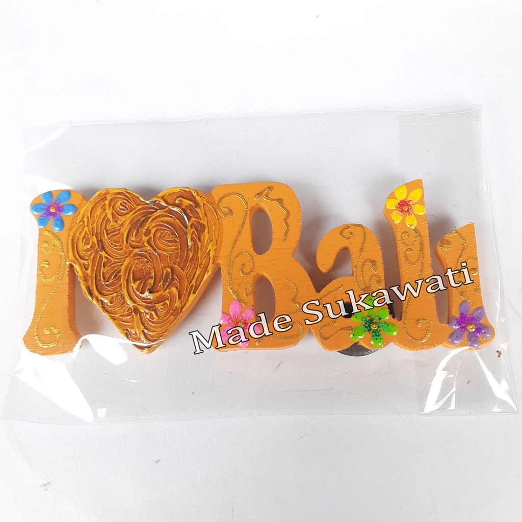 Hiasan Magnet tempelan kulkas I Love Bali kerajinan tangan handmade