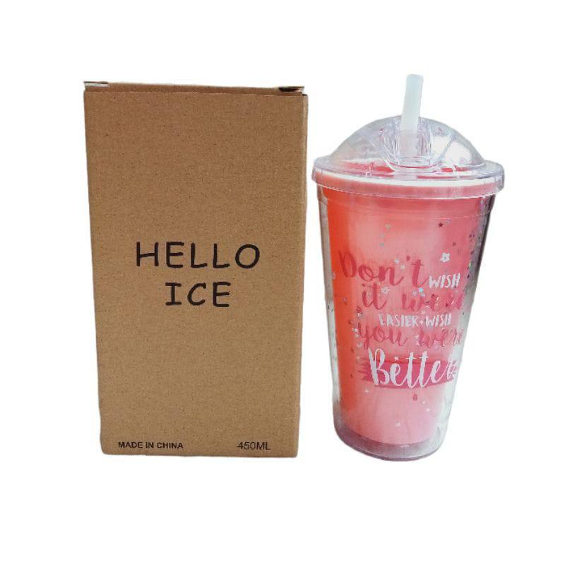 Botol Glitter Tumbler Cups Blink Gelas Botol Minum Air Sedotan 450ml