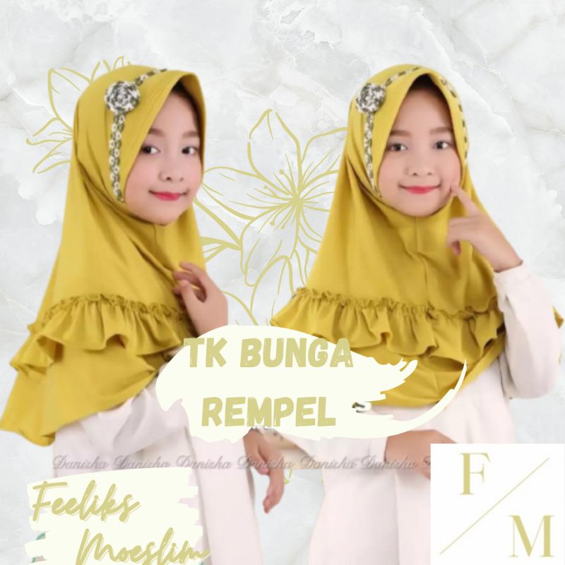 Hijab Anak TK Bunga Rempel / Jilbab nyaman murah lucu kualitas PREMIUM