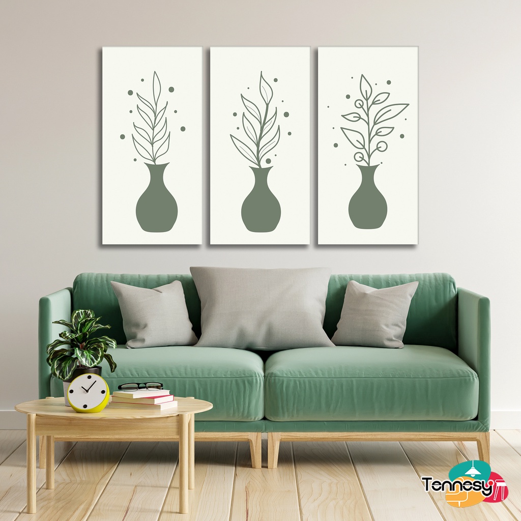 TENNESY HIASAN DINDING BUNGA VAS FLOWER POT SOFT GREEN 15x30CM WALL DECOR PAJANGAN KAYU POSTER DEKORASI DINDING KAMAR RUMAH