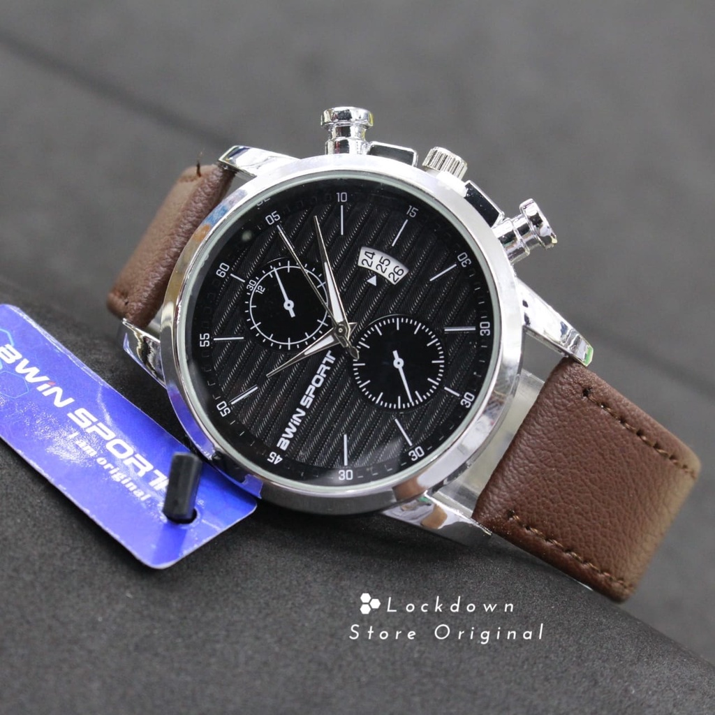 Jam Original BWiN Sport B816 / Jam tangan BWIN Kulit Original / Jam Ori Murah  bwin / Jam kulit orig