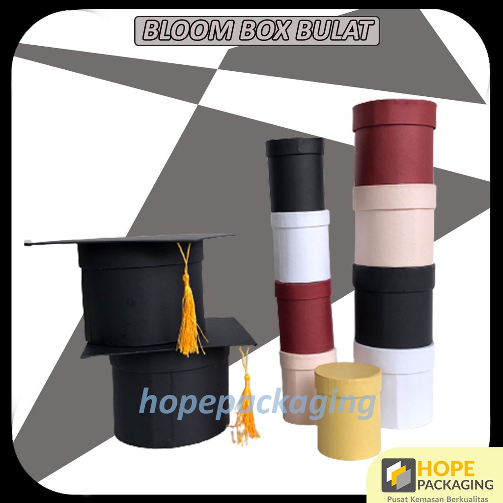 Bloom Box Topi Wisuda Round Box / Box Bunga / Box Bulat  / Graduation Kotak Bunga Bulat Toga Untuk Kelulusan