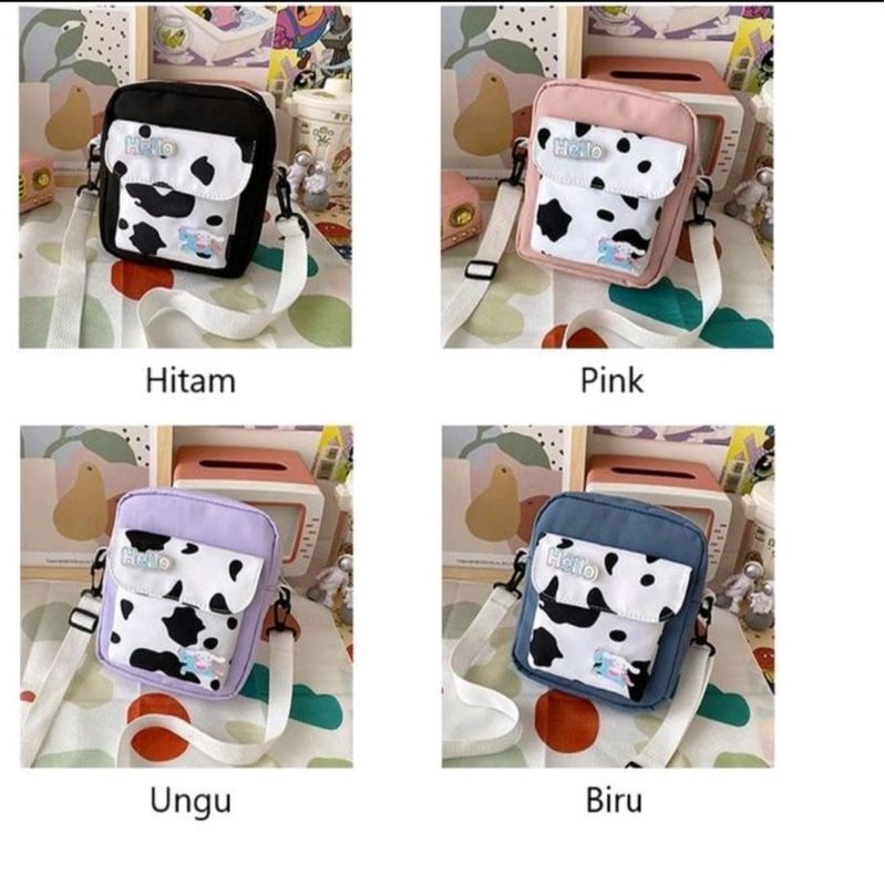 Tas Selempang anak perempuan motif COW /Tas selempang wanita remaja kekinian