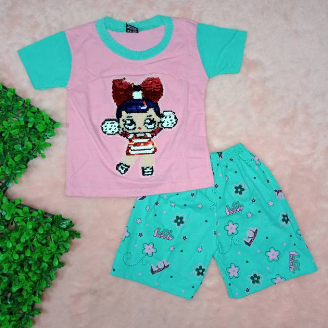 Ss#290 Pakaian Anak Perempuan Size 1-8tahun Model Za-ra Kids Sequin Usap Ganti Warna / Baju Lol