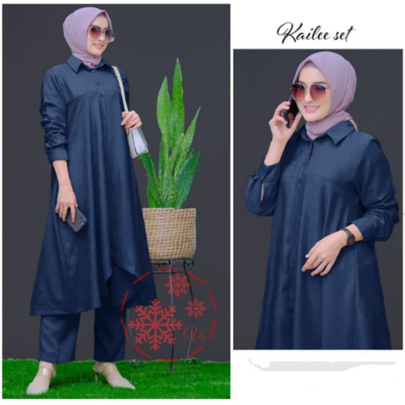 SET CELANA TUNIK KAILEE, MOSCREPE, GAMIS, HIJAB, MUSLIM, DRESS, SETELAN