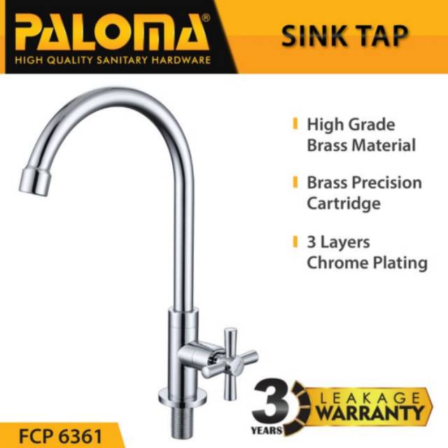 Jual Paloma Keran Air Dingin Sink Cuci Piring Wastafel Kran Angsa Pillar Sink Tap Fcp