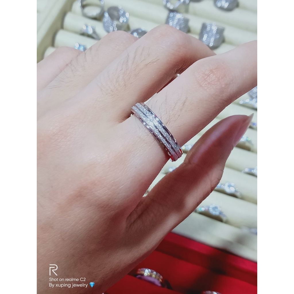 Cincin model pasir garis tengah titanium anti karat stainless steel