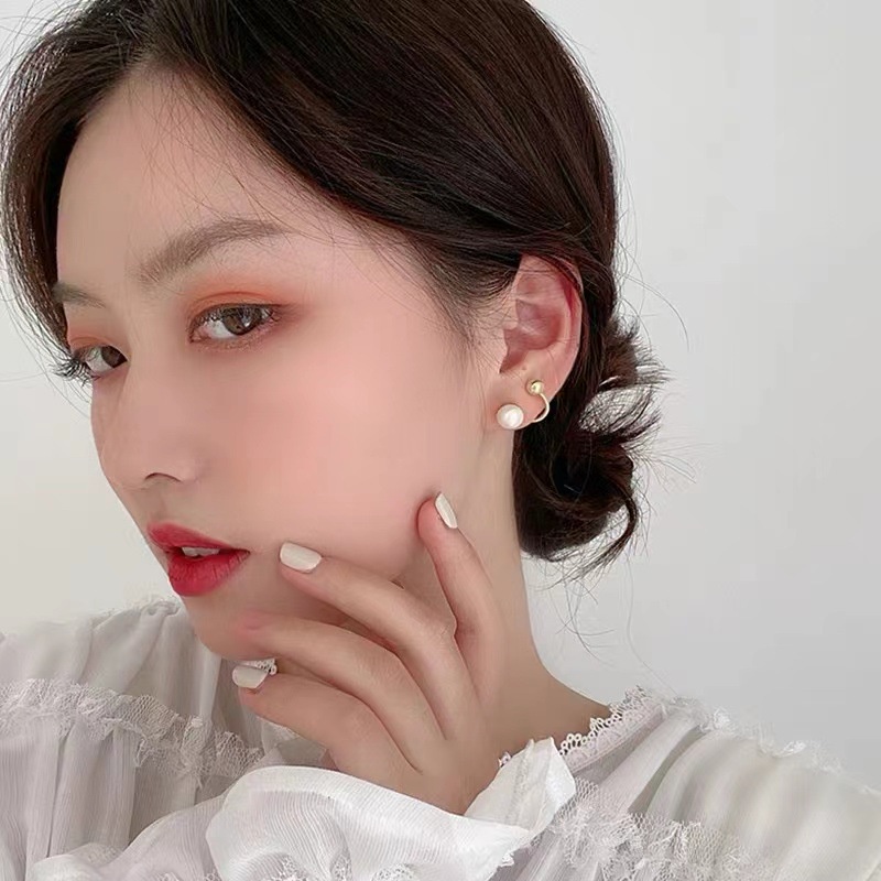 Anting Silver Needle Hias Mutiara Gaya Korea Untuk Wanita