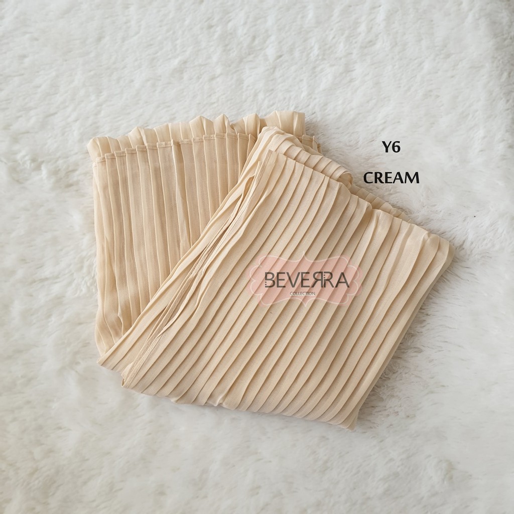 HIJAB PASHMINA PASMINA PHASMINA PLISKET PLEATED SHAWL HEAVY CHIFFON CRINKLE CRINCLE PRISKET - A30-Y6 - CREAM
