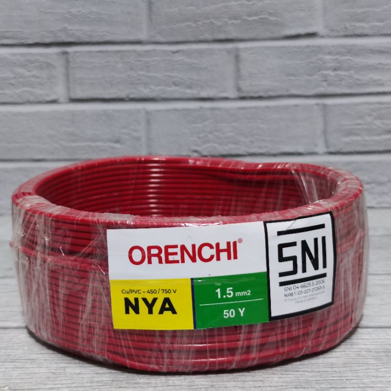 ORENCHI KABEL NYA 1.5mm TEMBAGA MURNI SNI LMK 1ROLL 50 YARD