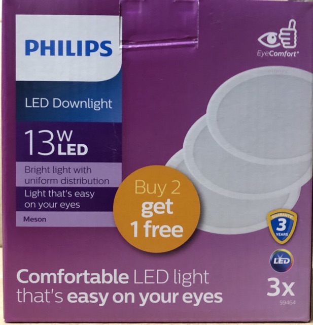 DOWNLIGHT LED PHILIPS PAKET 2 GRATIS 1 MESON 125 13 W WATT 13W 5 INCH