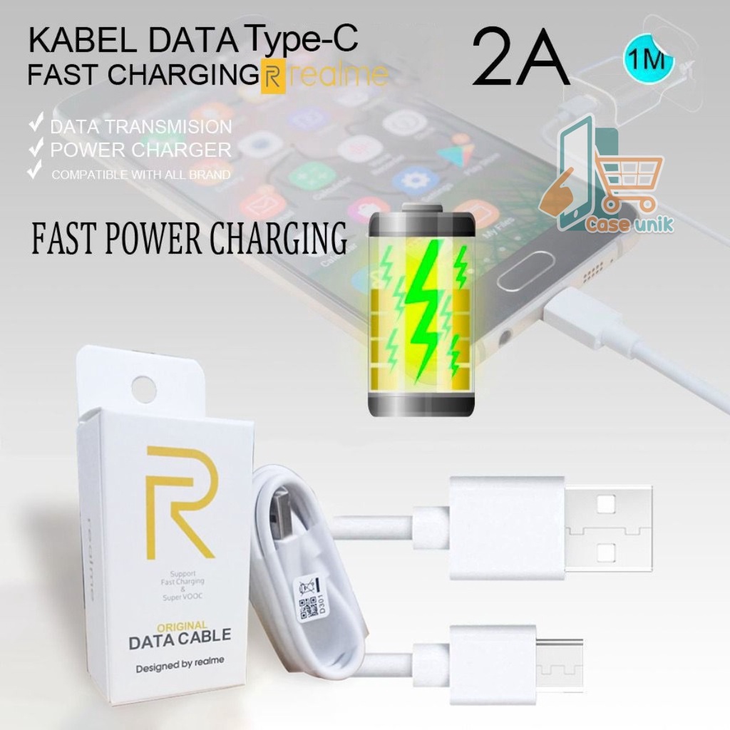 KABEL CABLE DATA ORIGINAL REALME FAST CHARGING 2A TIPE C USB REALME 6 6PRO 7 7PRO 8 8PRO SUPOORT VOOC CS3650