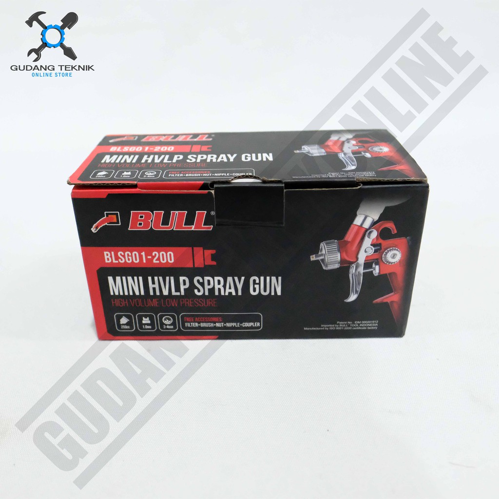 Mini HVLP Spray Gun Bull BLSG01-200 - Alat Semprot Cat Bull HVLP Mini Tabung Atas Nozzle 1.0mm