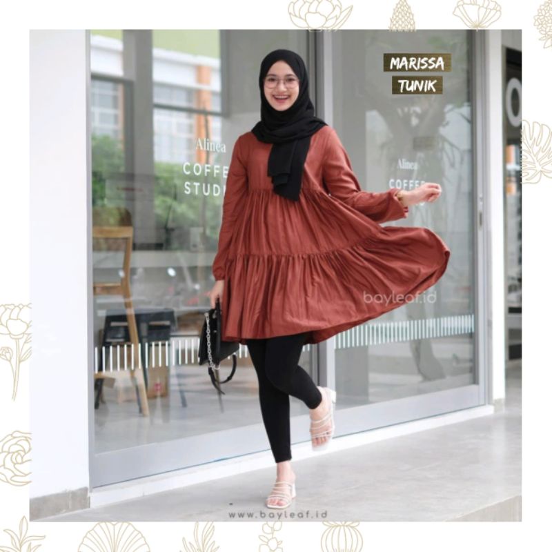 Marissa Tunik Bayleaf Midi Dress Baju Panjang Wanita