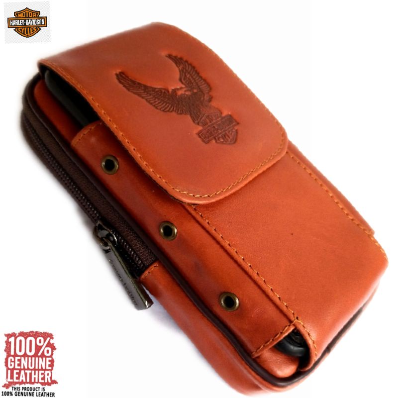 dompet HP kulit asli Harley Davidson double HD 09 - sarung hp kulit