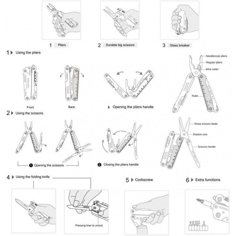 ROXON STORM S801S - 16 in 1 Multitool Outdoor Camping Folding Tools