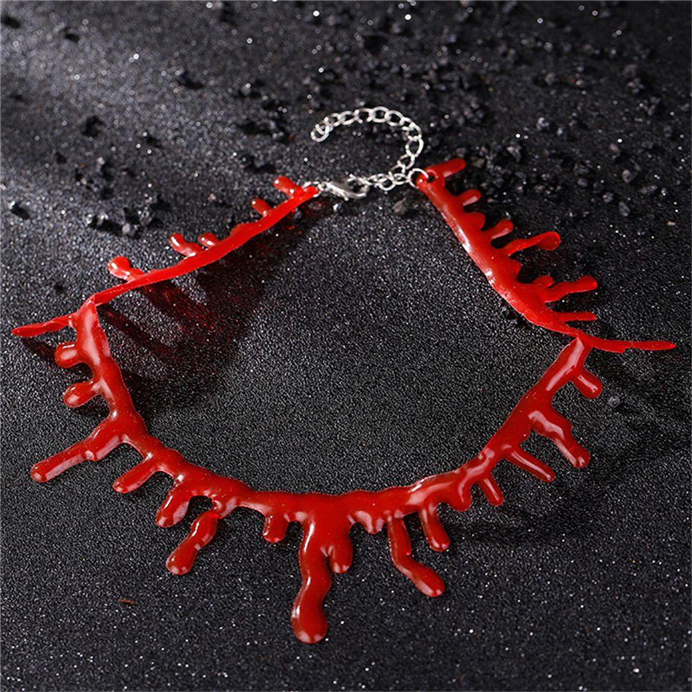 Solighter Tetes Darah Merah Kalung Perhiasan Cosplay Gaun Pesta Rock Gothic Deathrock