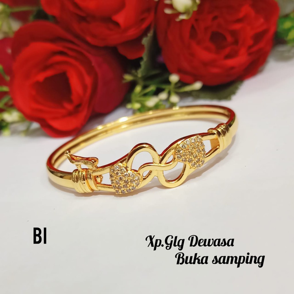 Gelang Bangkok TITANIUM dewasa variasi motif simple Gold,tidak karat COD