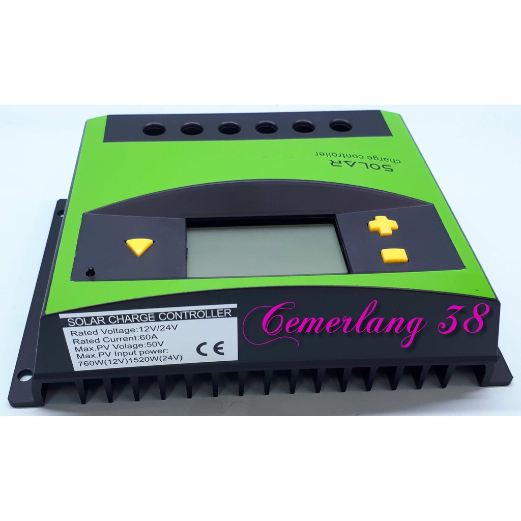 60A 12V 24V Solar Panel LCD Charge Controller Regulators Battery 60 A 12 V to 24 V