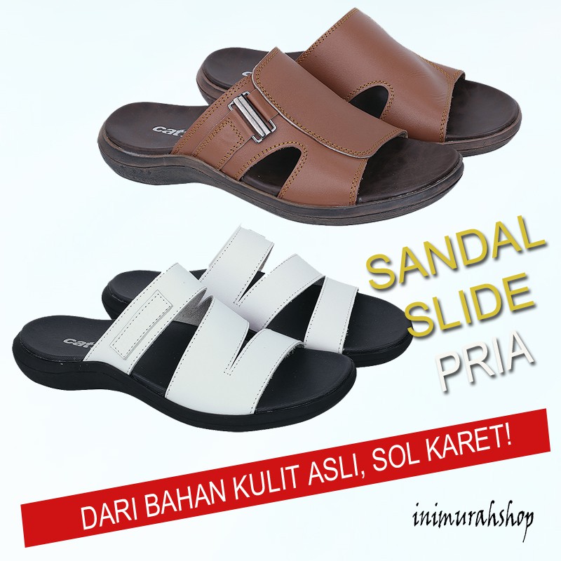  Sandal  Pria  dari  Kulit  Asli CZ034 TU Shopee Indonesia