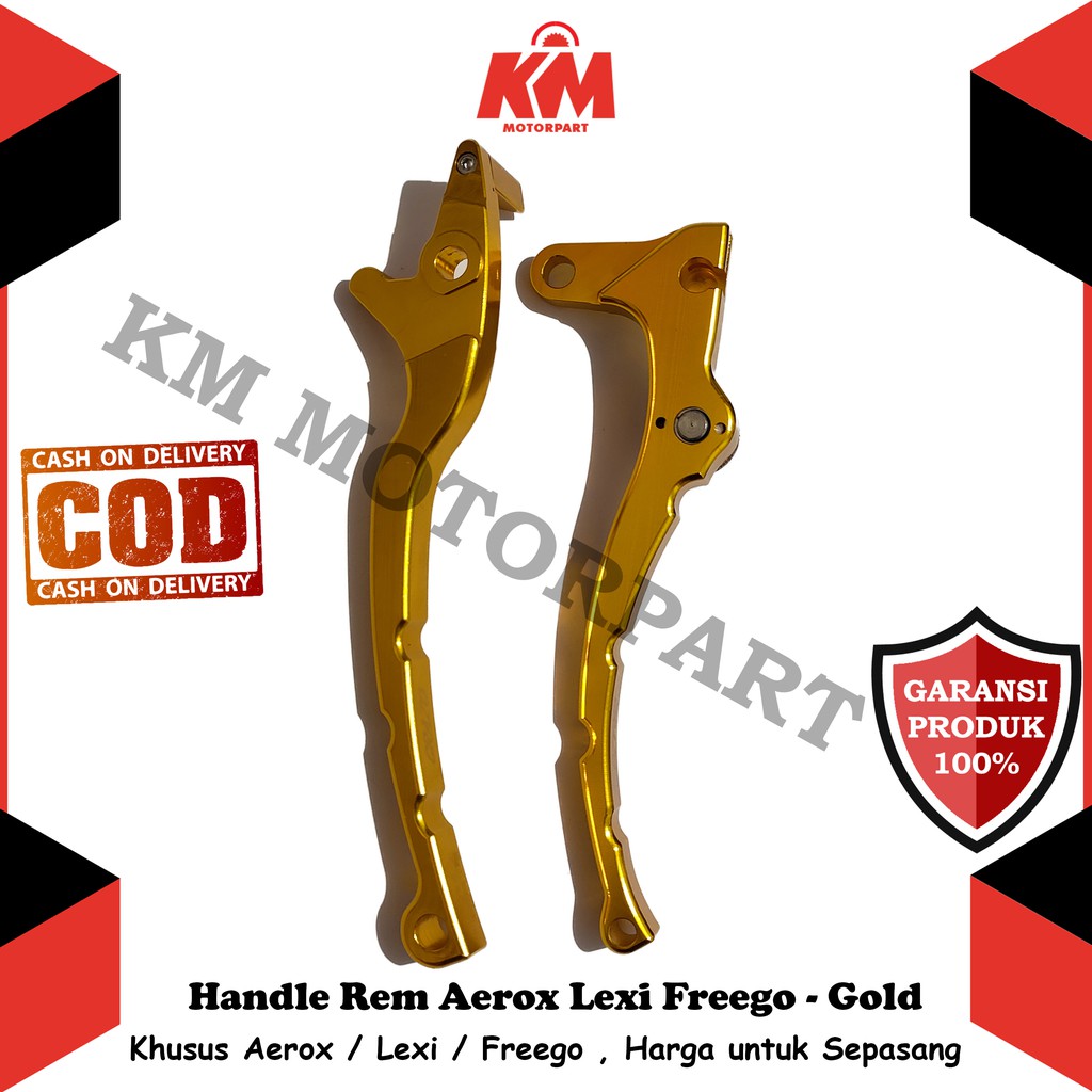 Handle Rem Variasi Aerox 155 LEXI FREEGO FULL CNC GOLD Sepasang