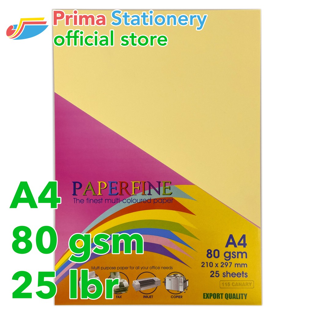 

Paperfine Kertas HVS Warna A4 Canary Sinar Spectra IT 115 Isi 25 Lembar