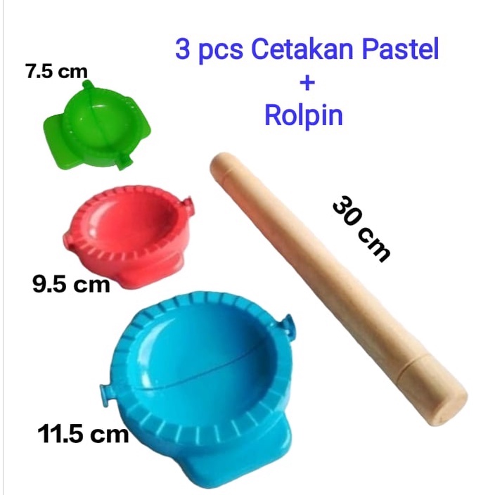 Cetakan Donat 3pcs Beda Ukuran + 1pcs Rolling Pin Kayu ( 1 Set )