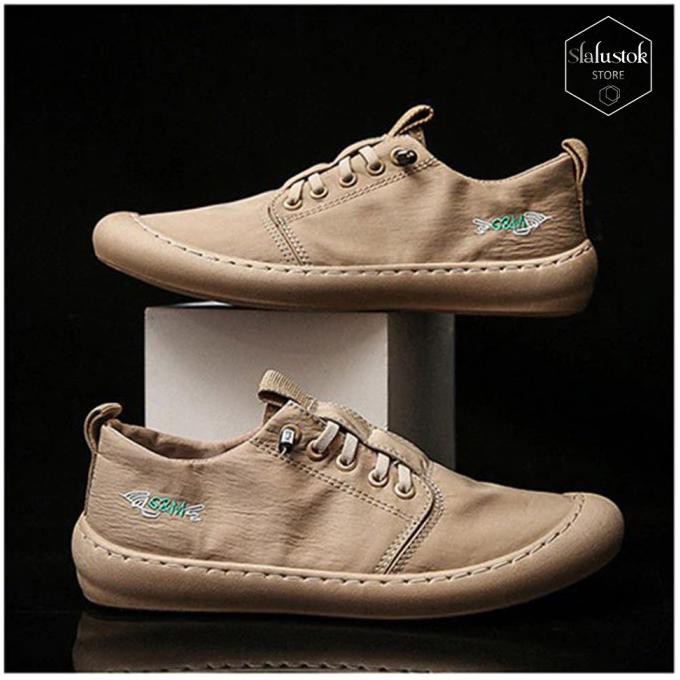 Sepatu Pria Sneaker Kets LIGHT ELVES Running Shoes SM-33 - Termurah - Cokelat, 40