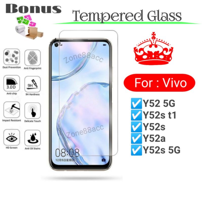 Antigores Tempered Glass Screen Guard protector Y52 Y52s t1 Y52a 5G s a TG Bening Antiblue Spy Blue light Full Garskin Lensa Lens Pelindung Layar 9D