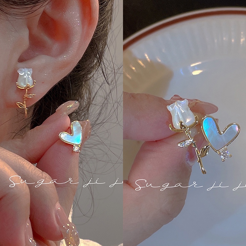 Anting Stud Bentuk Hati Warna Rose Gold Untuk Wanita