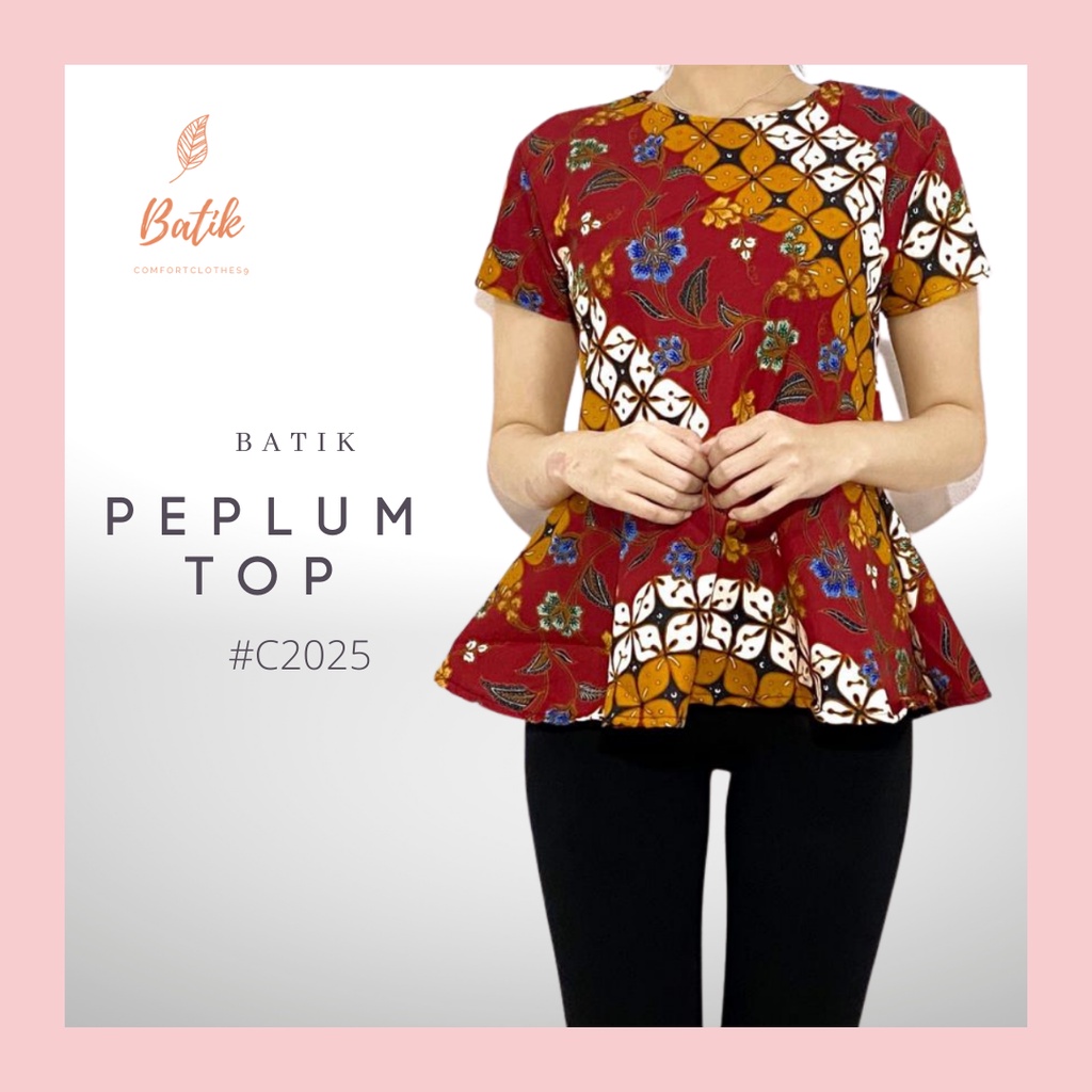 COMFORTCLOTHES9 - [ REAL PICT] ATASAN BATIK WANITA  PEPLUM  SIZE M,L,XL BAJU BATIK WANITA-6
