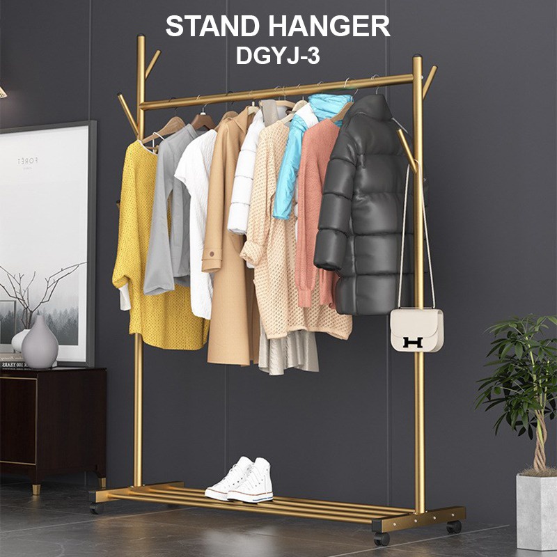 Barnik88 Stand Hanger Single Double Multifungsi Gantungan Baju  Stand hanger 4 Roda Serbaguna  - BARNIK88