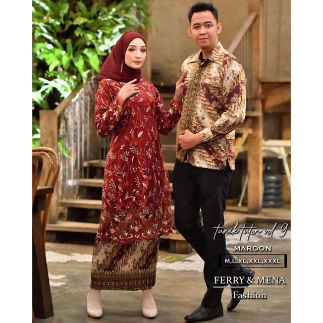 Couple tunik tulle padang//couple kebaya tunangan//couple kebaya pesta//tunik brukat pesta