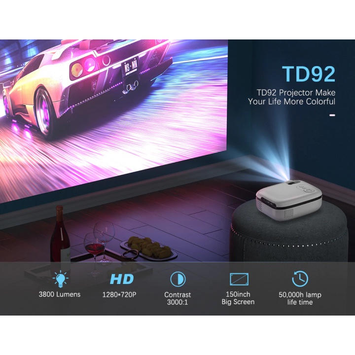 TD92 5G Wifi Mini Projector 1080P Support Mirorring Airplay