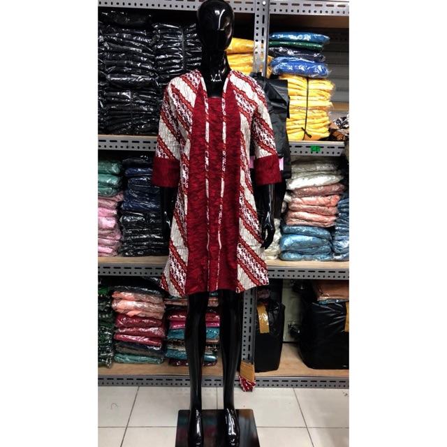 DRESS BATIK BRUKAT / BROKAT maroon coksu