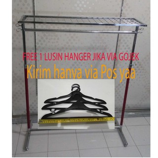 Gantungan baju gawangan pipa kotak dengan Rak ram kawat Gantungan baju gawangan pipa kotak dengan Rak ram kawat