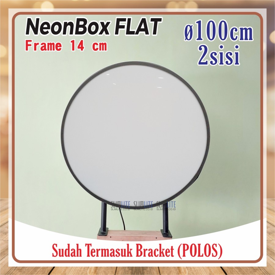 Neon Box Bulat 100cm 2sisi Flat Polos Frame Tebal 14cm | Neon Box Bulat (RF140-FF100-2s) NBB Diamete