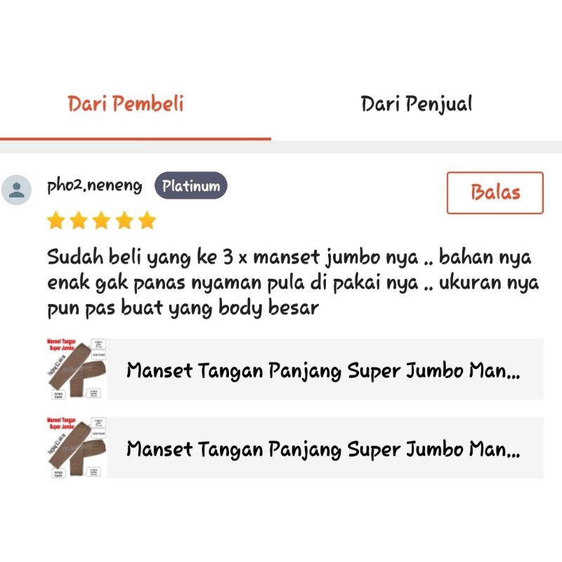 Manset Tangan Panjang Super Jumbo Handsock Polos Big Size