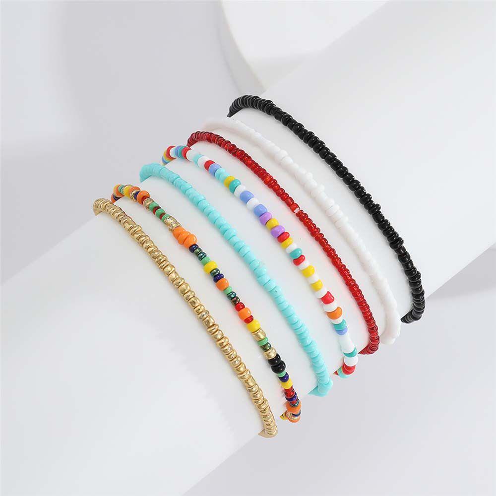 NEEDWAY Gelang Kaki Boho 7Pcs /set Kepribadian Wanita Barefoot Musim Panas Handmade Ankle Bracelets