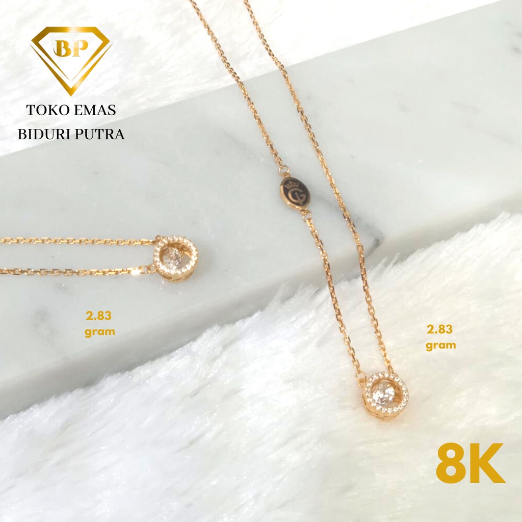 KALUNG DANCING STONE BULAT EMAS ASLI KADAR 8K/375 toko emas biduri putra
