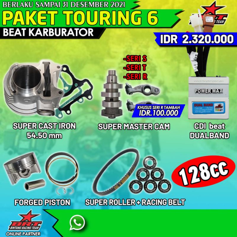 Jual PAKET TOURING 6 BRT BEAT KARBU SCOOPY KARBU BLOK CAST IRON+PISTON ...