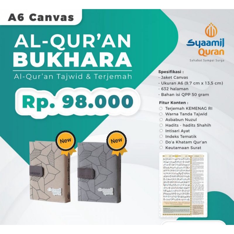 Mushaf Al Quran Bukhara | Canvas A6 | Original