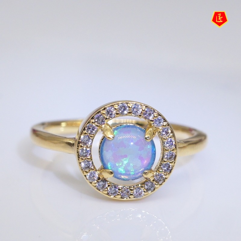 [Ready Stock]Opal Couple Ring Fashion Gem