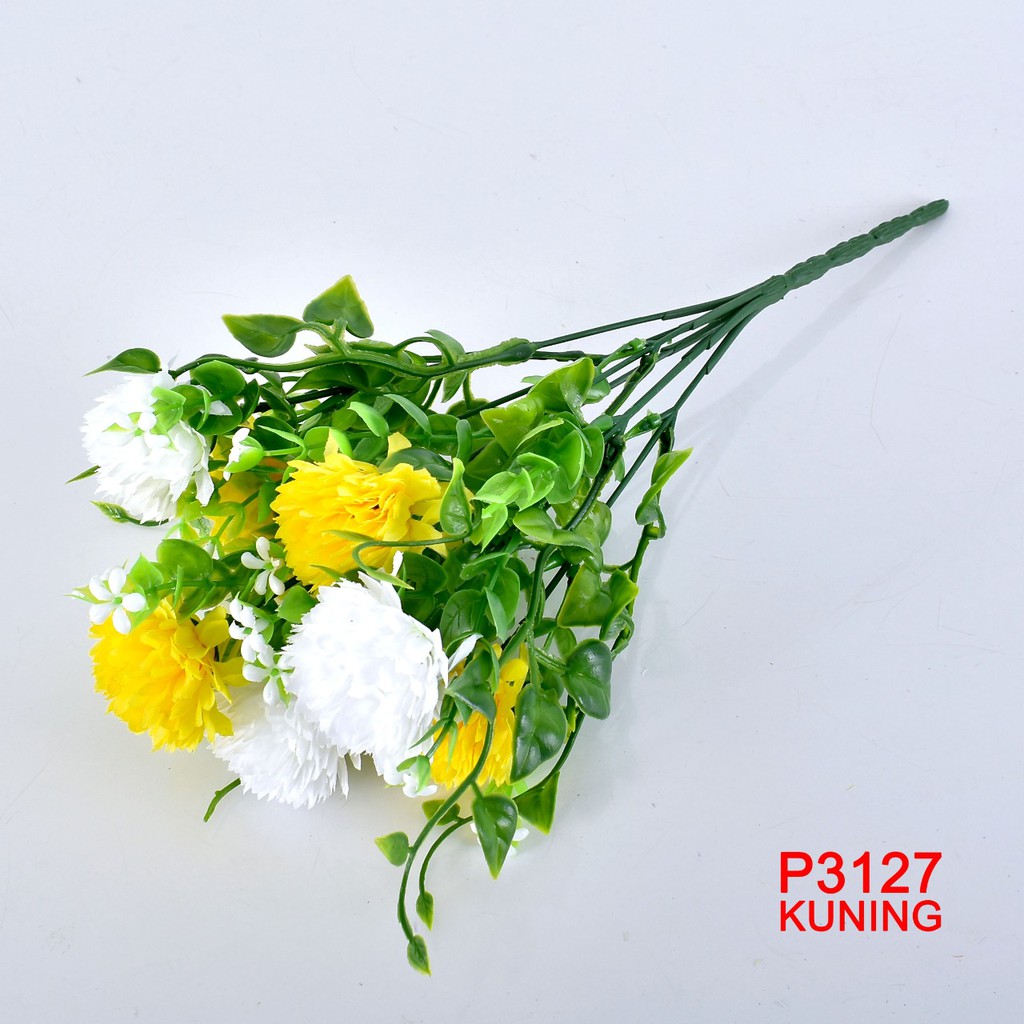 TM99/COD 1 KG BISA 23 PCS BUNGA DEKORASI / BUNGA ARTIFISIAL(1 BUKET 7 KUNTUM BUNGA)P3127-KUNING