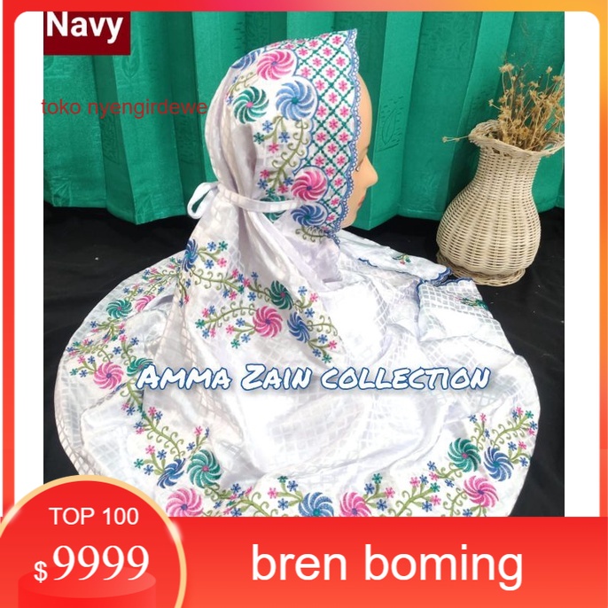 Mukena Polino Dewasa Terusan Lajuran Santri Motif Bordir Bunga Kincir /Mukena Polino Dewasa Bahan Su